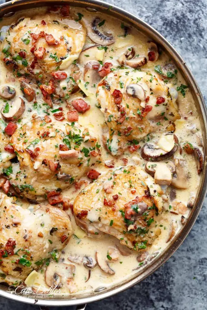 Creamy Garlic Parmesan Mushroom Chicken & Bacon