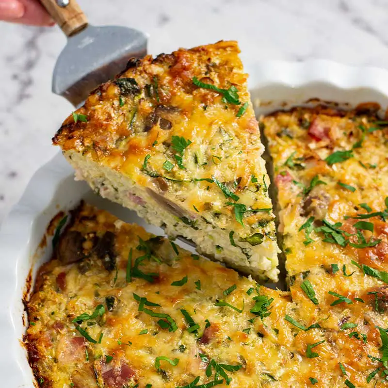 Cauliflower Rice Casserole Pan Pie with Eggs