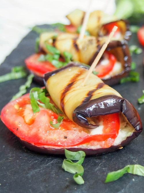 Caprese Grilled eggplant roll-ups