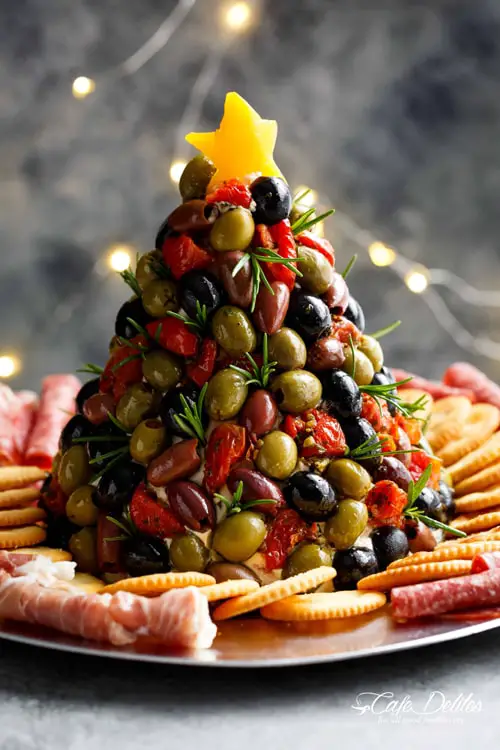 Antipasto Cheese Ball Christmas Tree