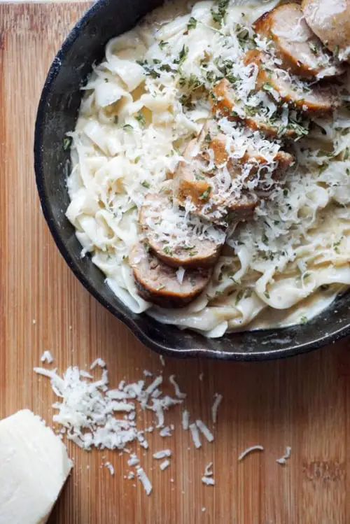 Alfredo Pasta with Sausage (Low Carb)